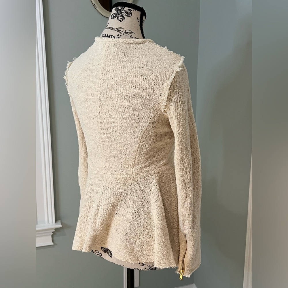Zara Peplum Knit Jacket/Blazer | Cream | Preowned - Picture 4 of 13